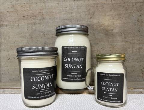 Coconut Suntan - Scented Soy Wax Candles | Mason Jar Candles