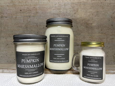Pumpkin Marshmallow - Scented Soy Wax Candle | Mason Jar Candle