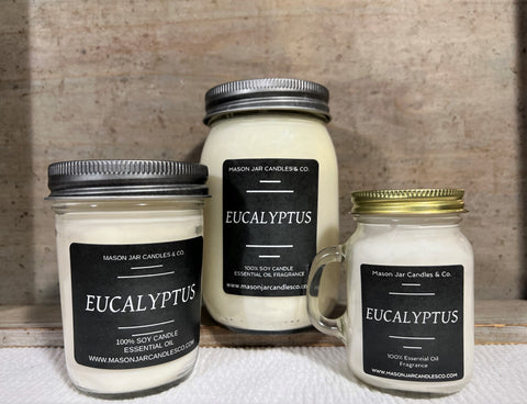 Eucalyptus - Essential Oil Candles | Soy Candles | Mason Jar Candles | Essential Oil