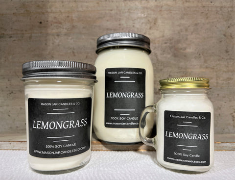 Lemongrass - Scented Soy Wax Candle | Mason Jar Candles | Soy Wax