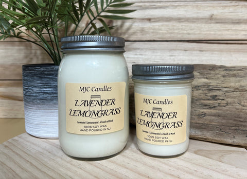 Lavender Lemongrass - Scented Soy Wax Candle | Mason Jar Candles
