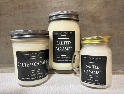 Salted Caramel - Scented Soy Candles | Mason Jar Candles
