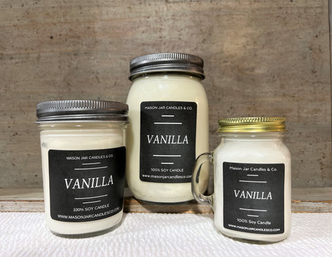 Vanilla - Scented Soy Wax Candle | Mason Jar Candles | Pure Soy Wax