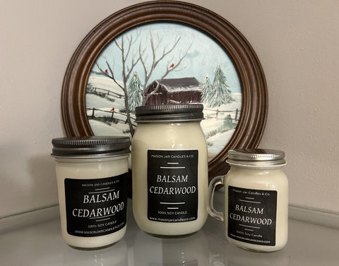 Balsam Cedarwood - Scented Soy Wax Candles | Mason Jar