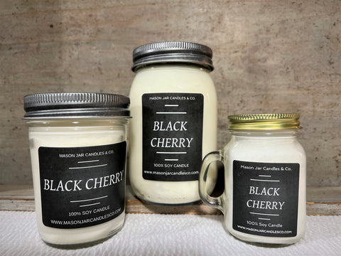 Black Cherry - Scented Soy Wax Candles | Mason Jar