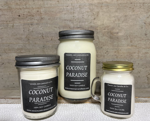 Coconut Paradise - Scented Soy Wax Candle | Mason Jar Candles