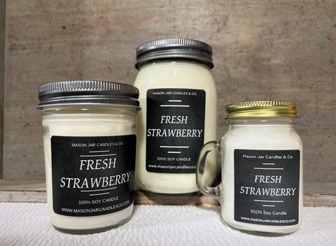 Fresh Strawberry - Scented Soy Wax Candle | Mason Jar Candles