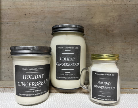 Holiday Gingerbread - Scented Soy Wax Candle | Mason Jar Candle