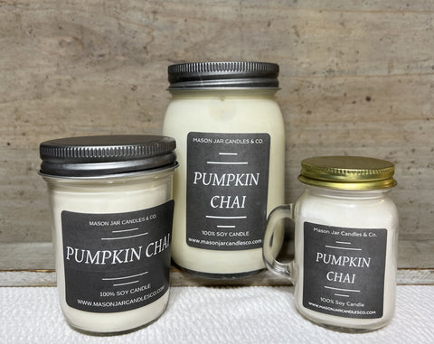 Pumpkin Chai - Scented Soy Wax Candle | Mason Jar Candle