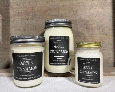 Apple Cinnamon - Scented Soy Wax Candle | Mason Jar Candle