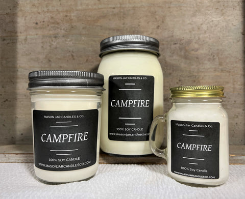 Campfire - Scented Soy Wax Candle | Mason Jar Candle | Pure Soy Wax