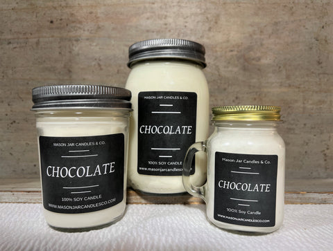 Chocolate - Scented Soy Wax Candles | Mason Jar Candles