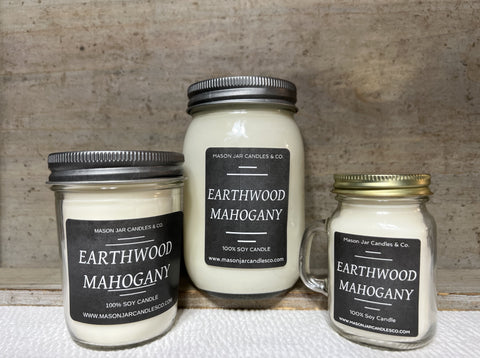 Earthwood Mahogany - Soy Candles | Mason Jar Candles | Pure Soy Wax