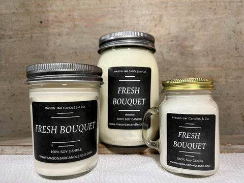 Fresh Bouquet - Scented Soy Wax Candle | Mason Jar Candle
