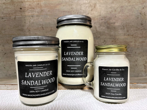 Lavender Sandalwood - Scented Soy Wax Candle | Mason Jar Candle