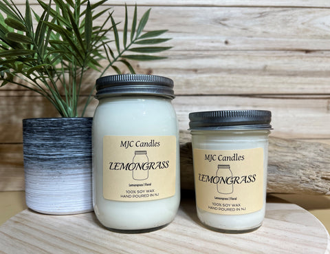 Lemongrass - Scented Soy Wax Candle | Mason Jar Candles | Soy Wax