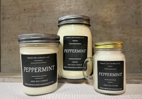 Peppermint Candle | Soy Candles | Mason Jar Candles | Winter Candle