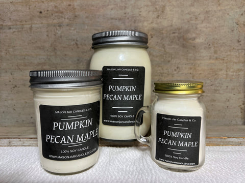 Pumpkin Pecan Maple - Scented Soy Wax Candle | Mason Jar Candle