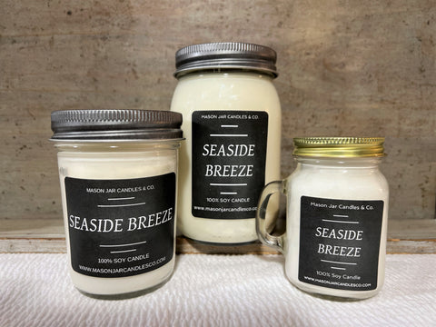 Seaside Breeze - Scented Soy Candles | Mason Jar Candles | Pure Soy Wax