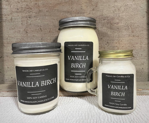 Vanilla Birch - Scented Soy Wax Candles | Mason Jar Candles
